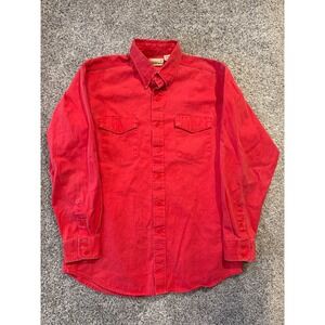 VTG Cowboy's Only Shirt Men L Red Denim Western Button Down Long Sleeve USA Made